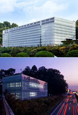 社屋：従来の建物をガラスで覆う構造 「D-Project（温暖化対策プロジェクト）