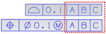 図5 データム付き公差情報とデータム（赤枠）