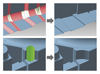 図6　形状簡略化機能によるフィレットや穴の削除